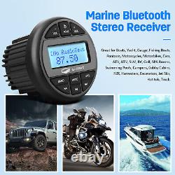 Récepteur stéréo audio marin avec Bluetooth, radio de bateau et haut-parleurs noirs et antenne