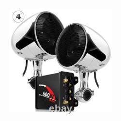 Système Audio de Moto Bluetooth Stéréo Haut-parleurs FM AUX Amplificateur 600W#A