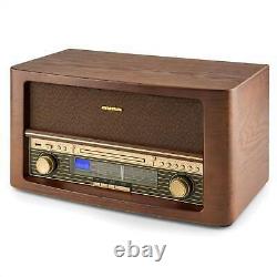 Système Stéréo Rétro Dab Radio Lecteur CD Musique Mp3 Usb Home Audio LCD Brown