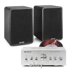 Système audio pour bibliothèque avec enceintes stéréo HiFi SHFB65 et amplificateur AV400