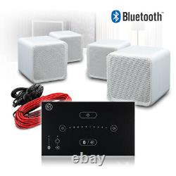 Système d'enceintes murales sans fil Bluetooth avec amplificateur, son stéréo HiFi, cube blanc 4 x 4