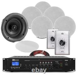 Système de Haut-Parleurs Plafond 2 Zones Musique d'Ambiance Multi-Chambres Bluetooth 6x FCS6 240W