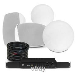 Système de haut-parleurs Bluetooth 2 zones pour cuisine et patio avec plafond et ensemble de montage mural de 6,5 pouces