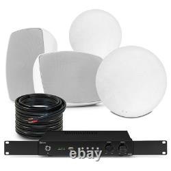 Système de haut-parleurs de cuisine et de patio Bluetooth à 2 zones, montage au plafond et ensemble mural de 5,25 pouces